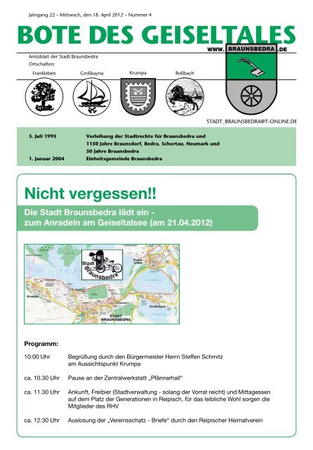 BotE dES GEiSEltalES - Stadt Braunsbedra