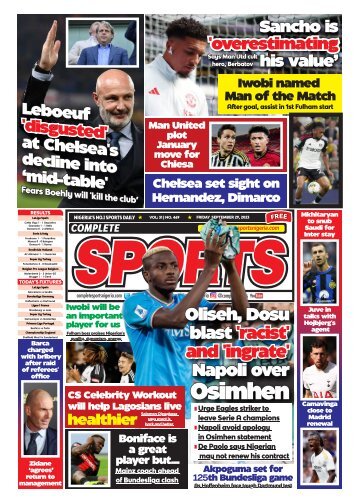 COMPLETE SPORTS - FRIDAY, SEP 29, 2023