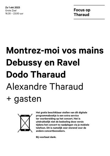 2023 10 01 Montrez-moi vos mains, Debussy en Ravel, Dodo Tharaud - Alexandre Tharaud + gasten