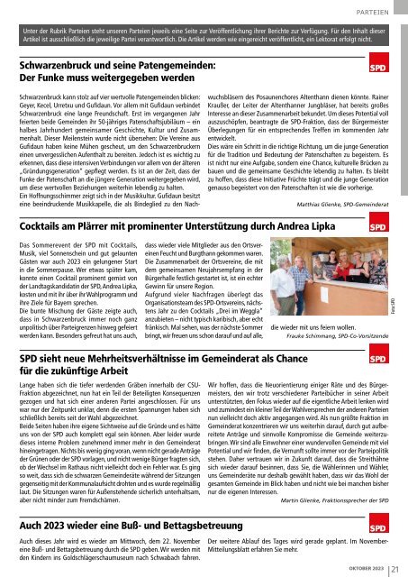 Mitteilungsblatt Schwarzenbruck - Oktober 2023