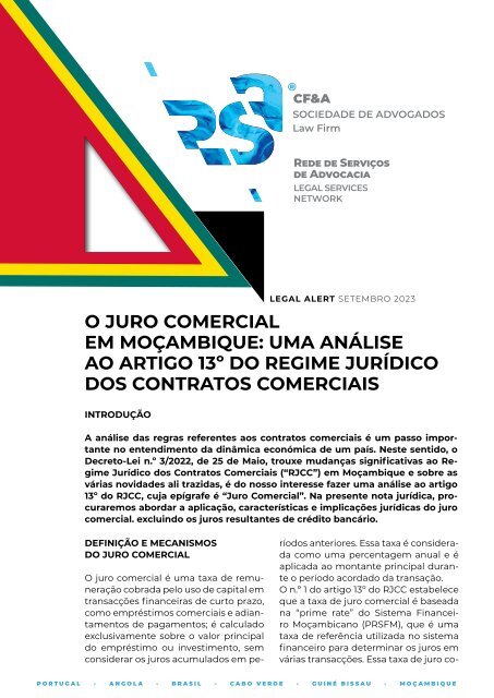O Juro Comercial em Moçambique: Uma Análise ao Artigo 13º. do Regime Jurídico dos Contratos Comerciais