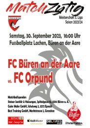 FC Büren an der Aare - FC Orpund, Fussballplatz Lachen, 30.09.2023, 16:00 Uhr