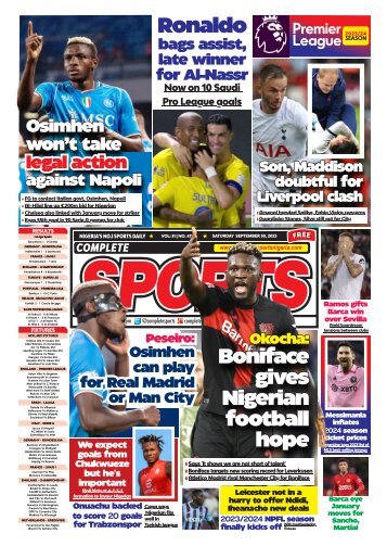 COMPLETE SPORTS - SATURDAY, SEP 30, 2023