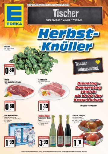 Dienstag - Donnerstag täglich ab 10:00 Uhr ... - Edeka Tischer