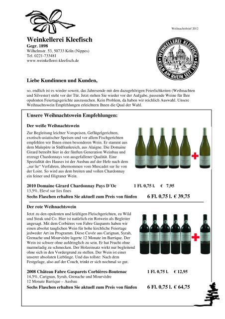 Weihnachtsbrief 2012 druck - Weinkellerei Kleefisch