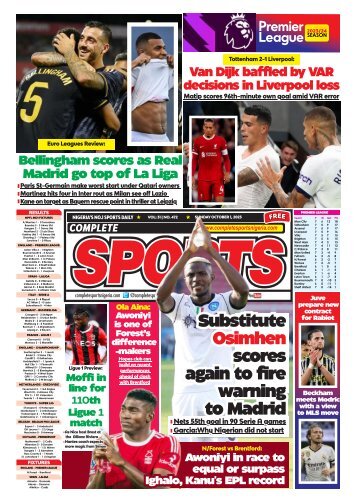 COMPLETE SPORTS - SUNDAY, OCT 1, 2023