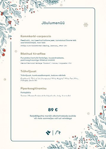 Christmas menu 2023 EST