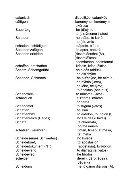 Wörterbuch Deutsch - Altgriechisch