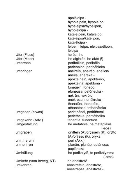 Wörterbuch Deutsch - Altgriechisch