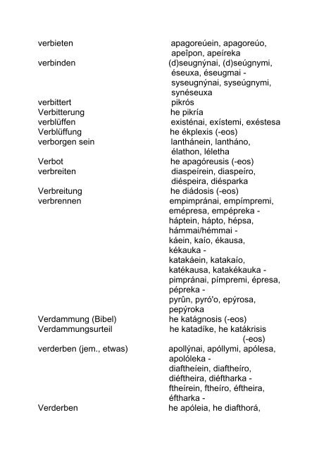 Wörterbuch Deutsch - Altgriechisch