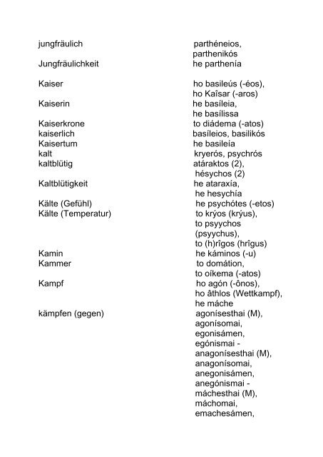 Wörterbuch Deutsch - Altgriechisch