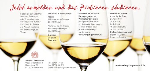 Wein Basics. Durch Probieren studieren! - Rheingau