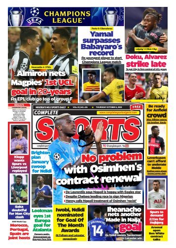 COMPLETE SPORTS - THURSDAY, OCT 5, 2023