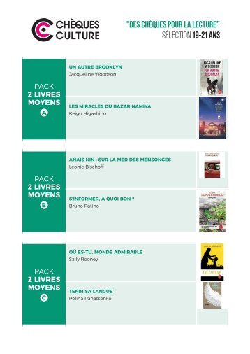 Des chèques pour la lecture - 19-21 ans