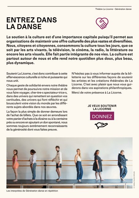 Programme de soirée - Génération danse