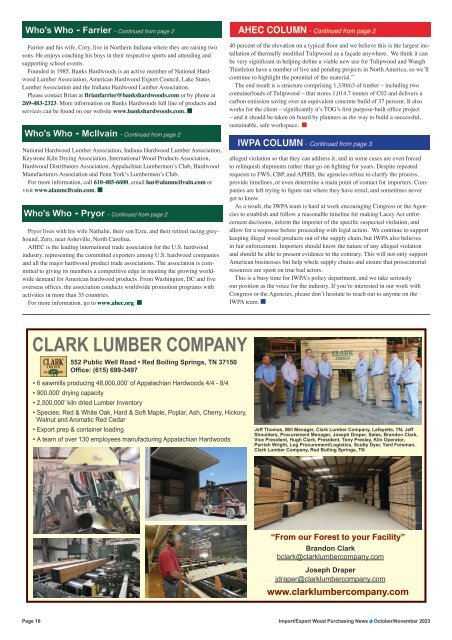 Import/Export Wood Purchasing News - October/November 2023