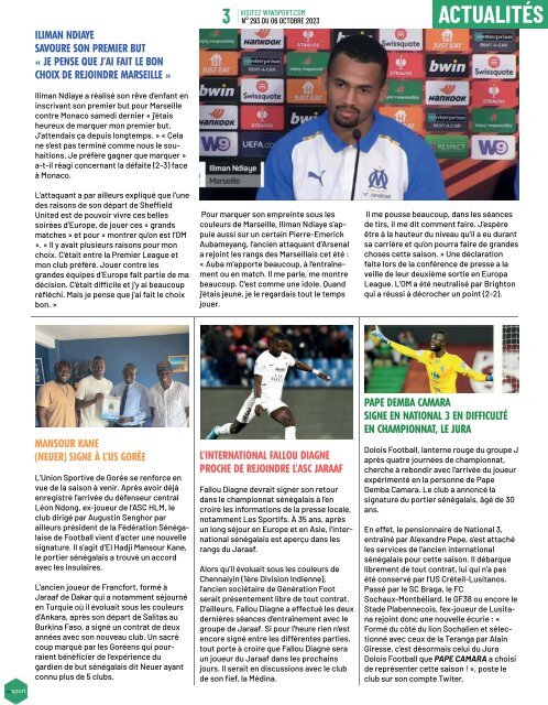 Journal wiwsport n293 - 06 octobre 2023