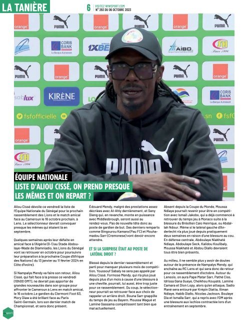 Journal wiwsport n293 - 06 octobre 2023