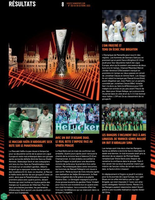 Journal wiwsport n293 - 06 octobre 2023