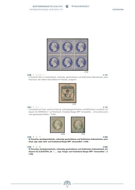 179. Auktion Sonderkatalog Pfaueninsel