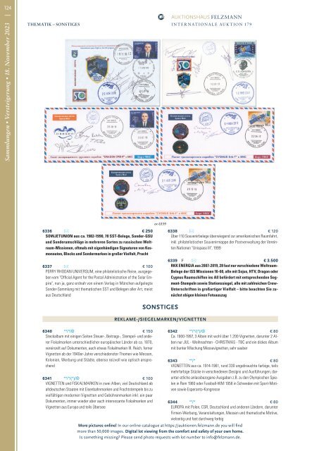 179. Auktion Philatelie Sammlungen