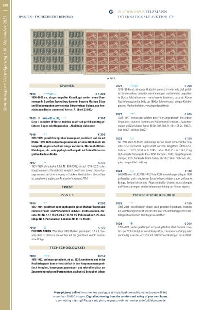 179. Auktion Philatelie Sammlungen