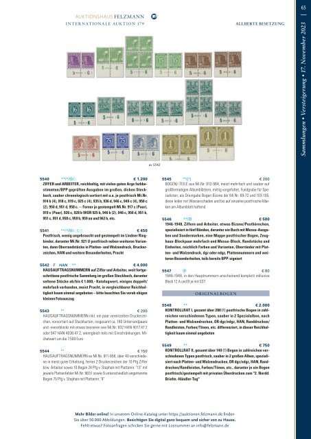 179. Auktion Philatelie Sammlungen