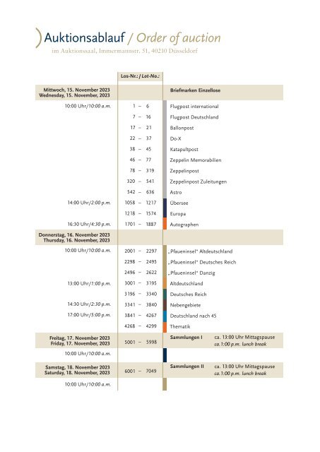 179. Auktion Philatelie Einzellose