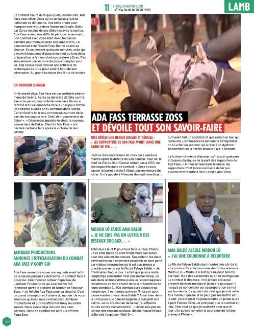 Journal wiwsport n294 - 09 octobre 2023