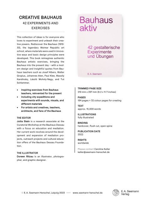 Foreign Rights Catalogue E.A. Seemann Henschel Spring 2024