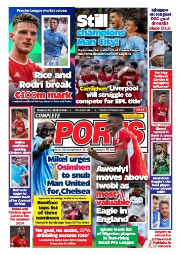 COMPLETE SPORTS - TUESDAY, OCT