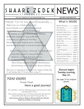 5 May News 07.indd - Shaare Zedek Synagogue