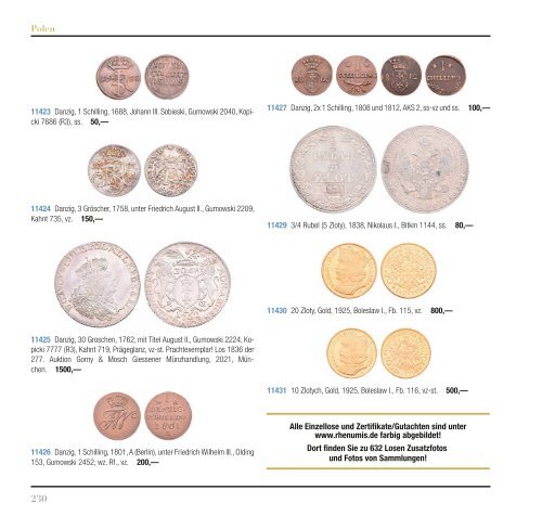 11. Rhenumis Auktion Münzen