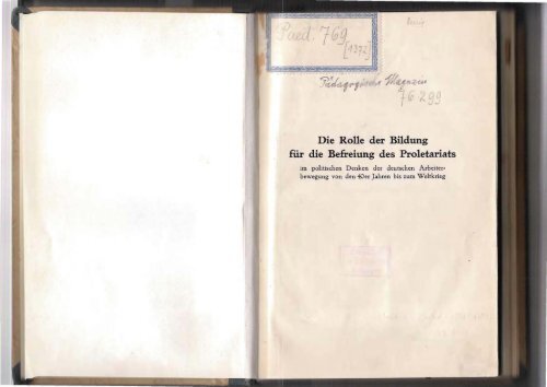 Hildegard Reisig, Die Rolle der Bildung für die Befreiung des Proletariats, Dissertation 1933