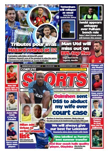 COMPLETE SPORTS - WEDNESDAY, OCT