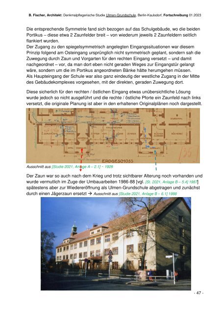 Ulmen-Grundschule in Berlin-Kaulsdorf - Denkmalpflegerische Studie-Fortschreibung / Details - 2023