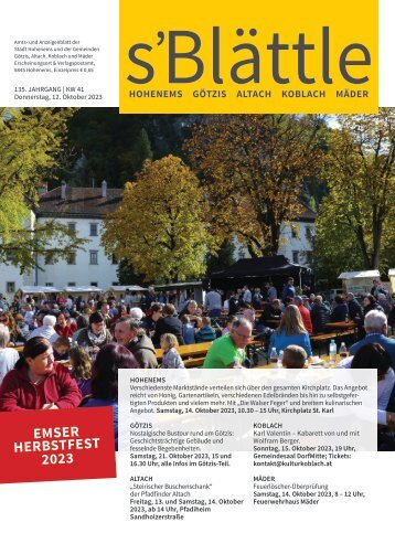 s'Blättle Nr. 41 - Do, 12. Oktober 2023