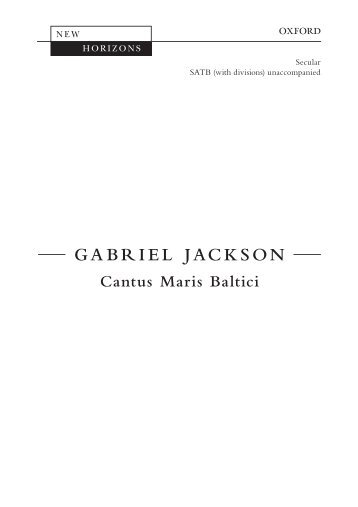Gabriel Jackson Cantus Maris Baltici