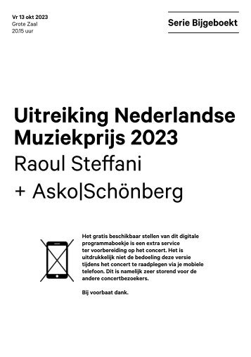 2023 10 13 Uitreiking Nederlandse Muziekprijs 2023 - Raoul Steffani + Asko|Schönberg