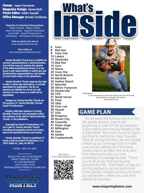 October 2023 Issue of Varsity Monthly Thumb Magazine