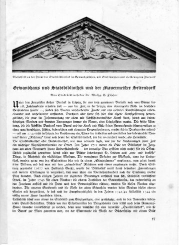 Gewandhaus und Stadtbibliothek und der Mauermeister Seltendorff
