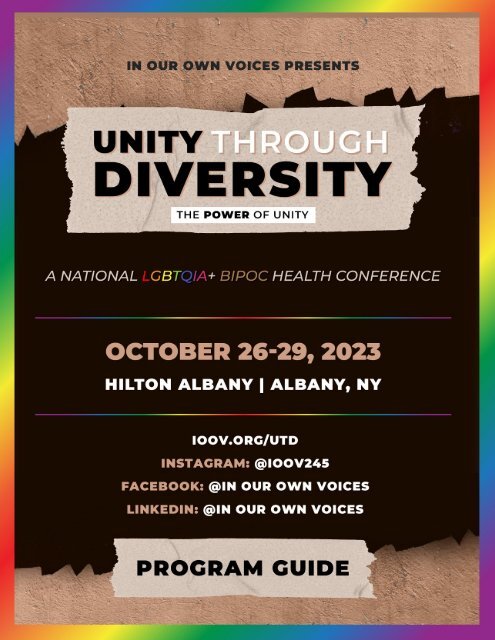 IOOV 2023 Unity Through Diversity: The Power of Unity LGBTQIA+ BIPOC Health Conference Guide