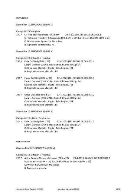 Catalog - 248. 249. Mundikat Int. FIFe Show - Varsseveld 14-10-2023 & 15-10-2023