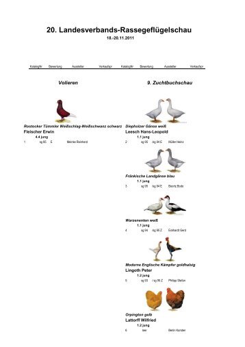 20. Landesverbands-Rassegeflügelschau
