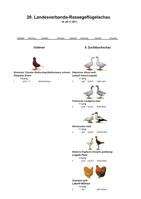 20. Landesverbands-Rassegeflügelschau