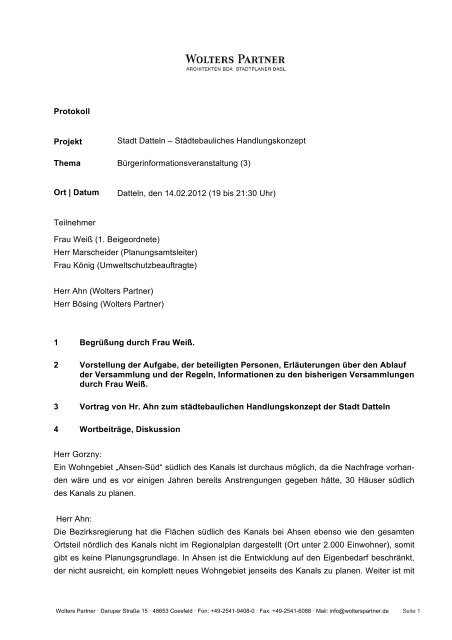 Protokoll Projekt Stadt Datteln â€“ StÃ¤dtebauliches Handlungskonzept ...