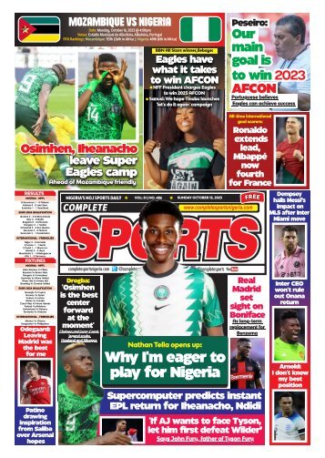 COMPLETE SPORTS - SUNDAY, OCT 15, 2023