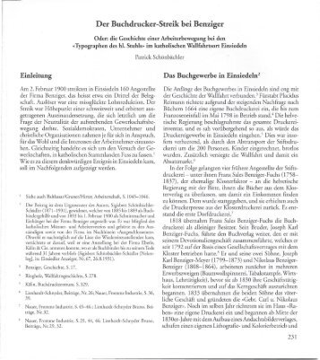 Schönbächler, Patrick - Der Buchdrucker-Streik bei Benziger, Arbeiterbewegung Typographen, Schwyz 2018 (MHVSZ 110)