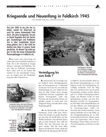 Kriegsende und Neuanfang in Feldkirch 1945