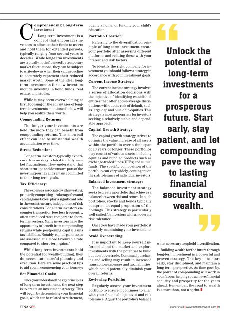 The Finance World Magazine| Edition: October 2023